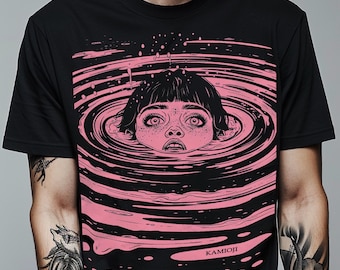 Trippy Anime Horror Shirt | Weirdcore Retro Grunge Streetwear Tee | Creepy Unisex Tee, Plus Sizes 2XL-5XL