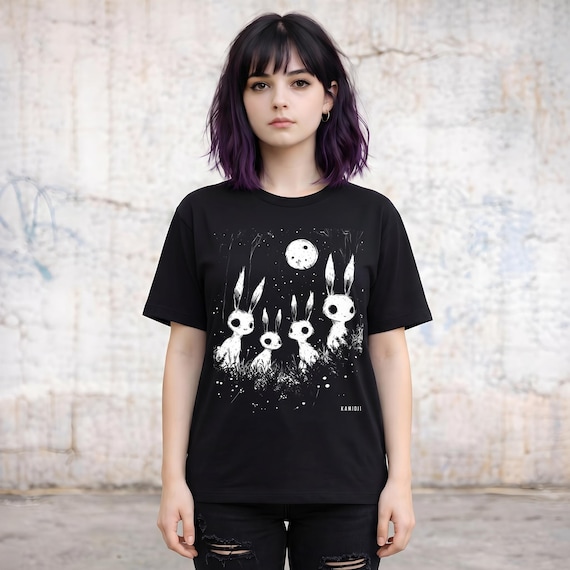 Goth Bunny Shirt, Creepy Rabbit Tshirt, Alternative Clothing, Unisex Gothic Tee