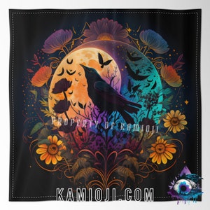 Floral Moon Tarot Card Cloth Tarot Cards Cloth Crow Flower Oracle Cloth For Readings Pagan Altar Cloth Divination Tools Small Cloth
