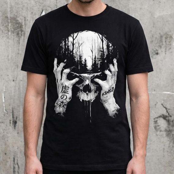 Skull Forest Shirt, Surreal Art Horror T-Shirt, Japanese Goth Tshirt, Gothic Clothes, KAMIOJI