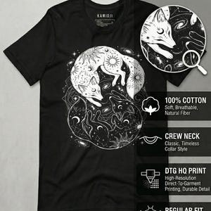 KAMIOJI - Celestial Yin Yang Fox product infographic.