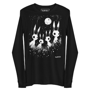 Weirdcore Bunny långärmad skjorta: Gothic Dark Cottagecore-kläder, Alternativa kläder