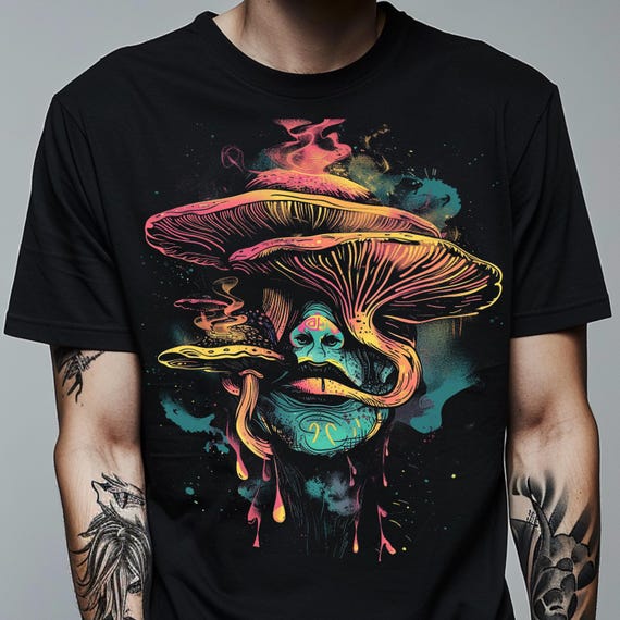 Trippy Mushroom Shirt, Retro Psychedelic T-Shirt, Vaporwave Graphic Tee, Weirdcore Festival Tshirt