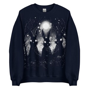 Creepy cute sweater shirt featuring a bunny design. A KAMIOJI gothic pastel goth shirt perfect for alternative clothing and grunge styles. Ideal as a horror gift for her or dark academia lovers. BLACK.