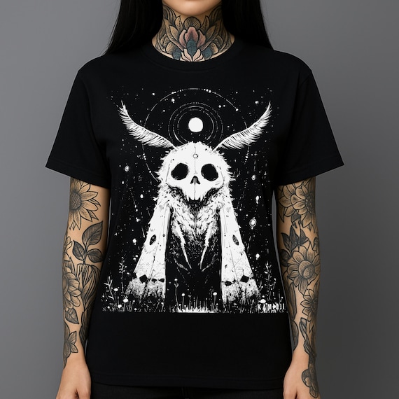 Death Moth Shirt, Goth Streetwear, Weird Art Graphic Tee, Weirdcore T-Shirt
