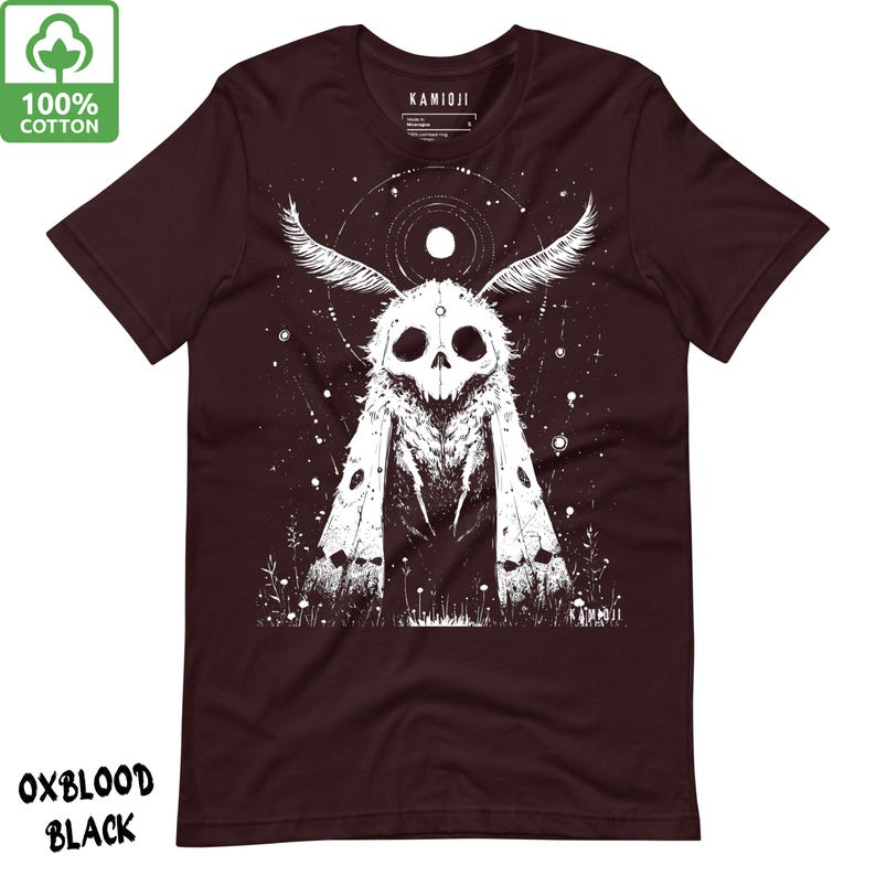 Death Moth-tröja, goth streetwear, konstig konstgrafik-tröja, weirdcore-tröja Oxblood Black