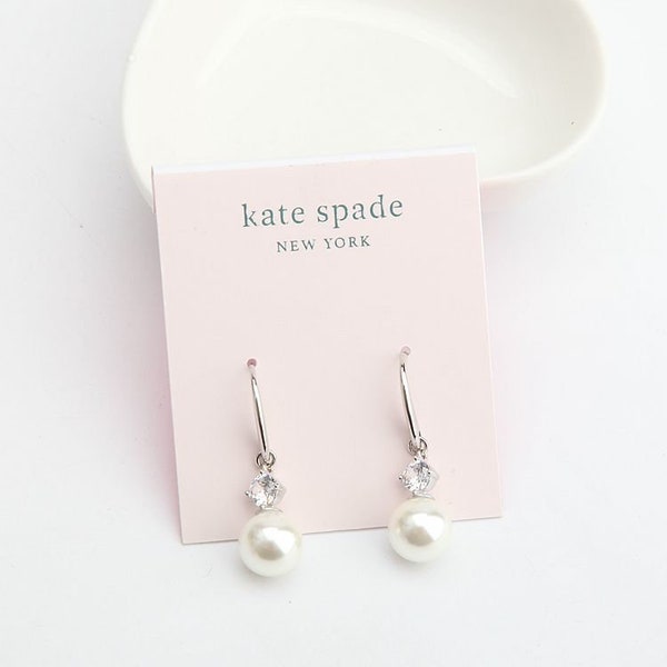 Kate Spade New York White Pearl Rose Gold & Silver Earrings.