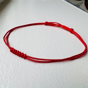 Red String 7 Knots Bracelet Good Luck Amulet for Success. Adjustable.Custom sizes/quantity available!