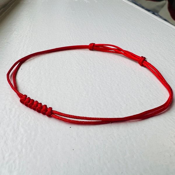 Red String 7 Knots Bracelet Good Luck Amulet for Success. Adjustable #5