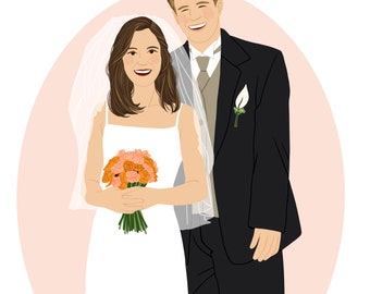 Wedding illustration, Cartoon Portrait, Custom Portrait gift, Custom Illustration, Custom Family Portrait, Digital