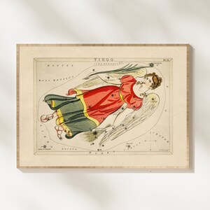 Vintage Jungfrau Print, Sternzeichen, Jungfrau Geburtstagsgeschenk, Uranias Spiegel Atlas, Sternzeichen Kunst, Horoskop, Astrologie Wanddekor, digitaler Download