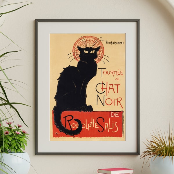 Le Chat Noir (The Black Cat) Vintage Advertisement Poster, Rodolphe Salis Art Print, Bohemian Poster, Art Nouveau, Vintage Wall Art