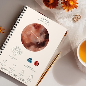 Personalized Aries Zodiac Journal: Watercolor Astrology Notebook