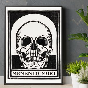 Memento Mori Skull Art Print, Vintage Gothic Wall Decor, Macabre Aesthetic Print, Dark Academia Vibes, Black & White Artwork, Matte or Satin