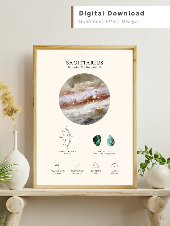 Sagittarius Zodiac Astrology Art Print Fire Star Sign 