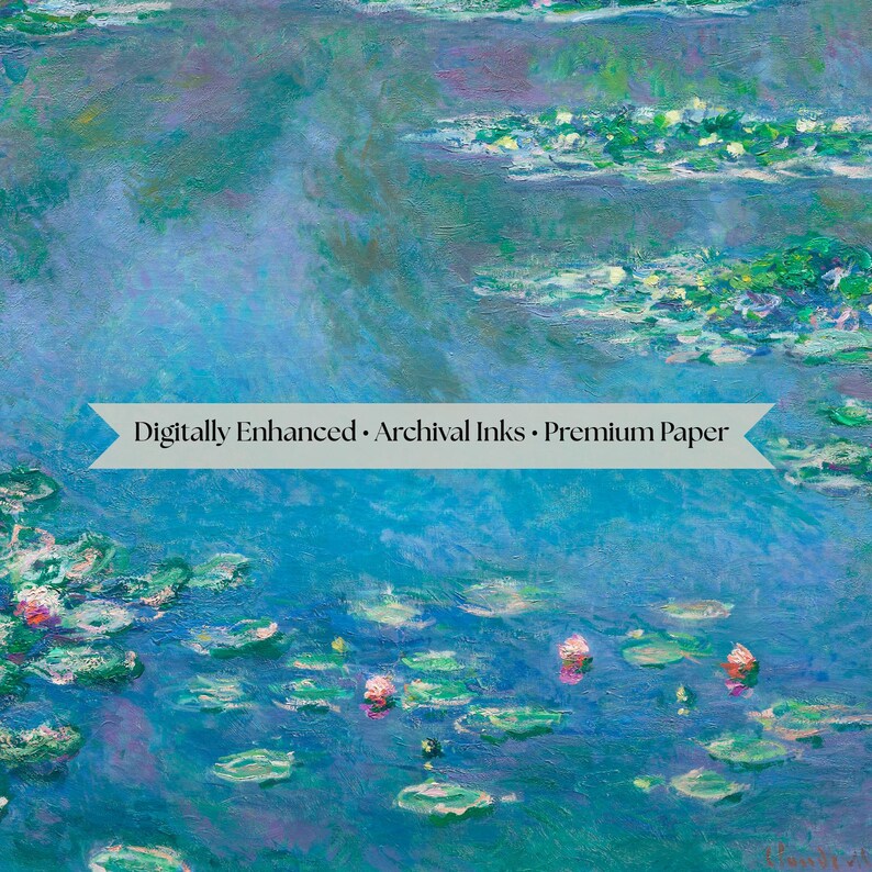 Claude Monet Water Lilies Print, 1906 Impressionist Pond Art, Blue ...