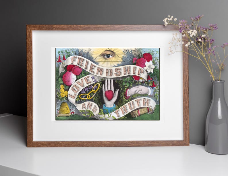 Currier and Ives Friendship Print, Odd Fellows Eye of Providence ...