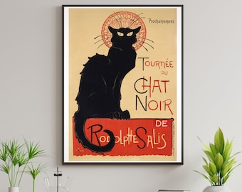 Le Chat Noir Poster: Vintage Black Cat Art Nouveau Print (digital