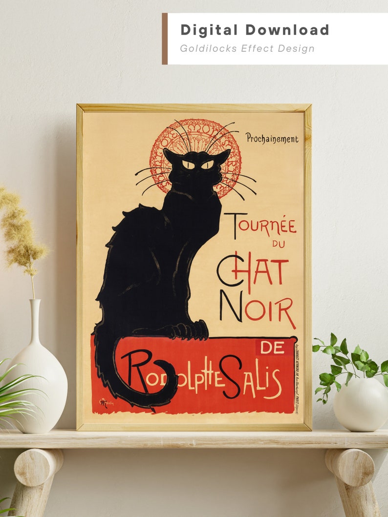 Le Chat Noir Poster: Vintage Black Cat Art Nouveau Print (digital ...