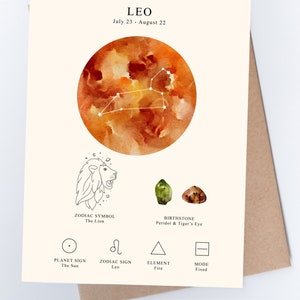 Leo Print, Zodiac, Star Sign, Leo Birthday Gift, Leo Wall Art, Zodiac Art, Horoscope Print