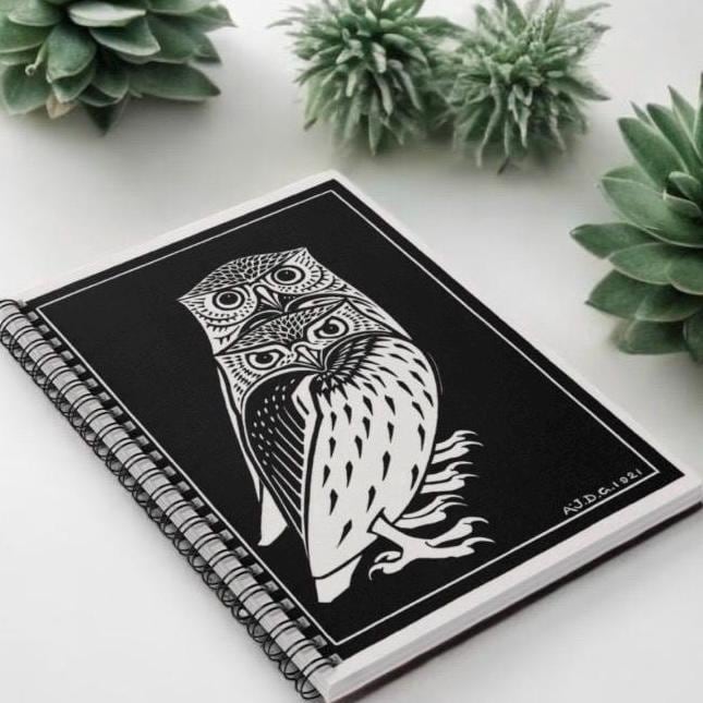 Vintage Owl Woodcut Notebook: 1921 Julie de Graag Illustration