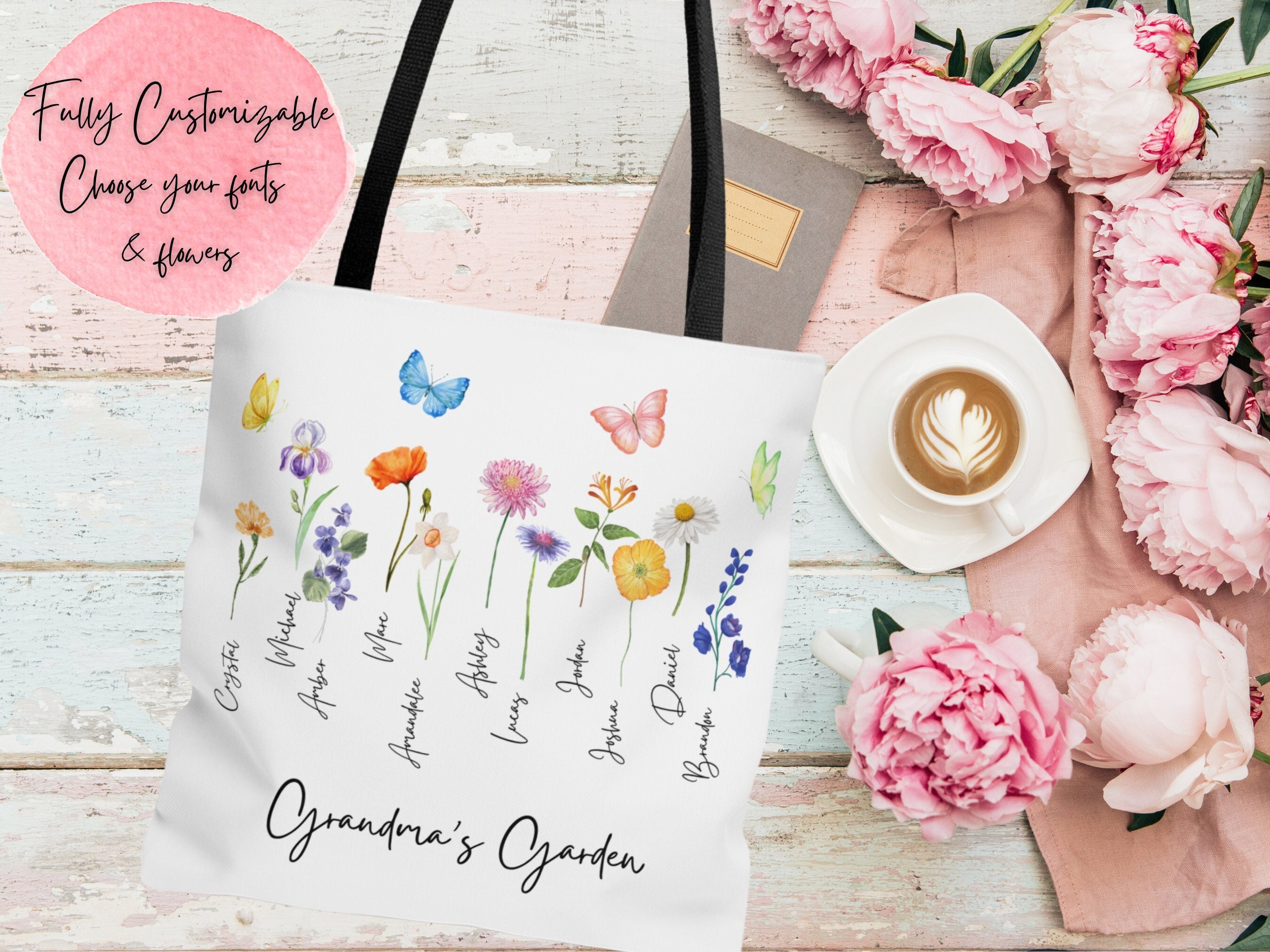 Borsa A Forma Di Fiore Personalizzata Per Il Mese Di Nascita: Regalo Del Giardino Della Nonna - Italia - Foto 14