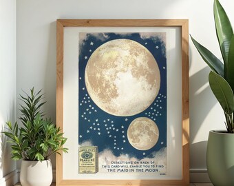Impression d'art Moon Over Pearline, publicité de savon vintage, décoration murale céleste