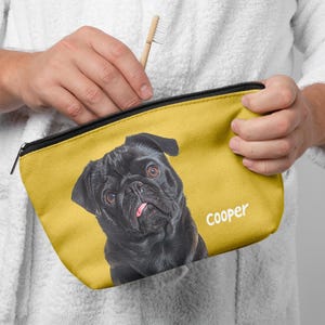 Custom Pet Portrait Makeup Bag, Personalized Dog Cat Accessory Pouch, Pet Photo Cosmetic Organizer, Bridesmaid Gift, Pet Loss Sympathy Gift