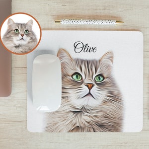 Pet Mouse Pad with Custom Photo and Name, Personalized Dog Cat Non Slip Mat Computer Gadget PC Office Accessory Coworker Gift Idea