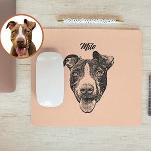 ペットマウスパッド（カスタムポートレート、名前入り、犬、猫用）滑り止めマット、コンピューターガジェット、PC、オフィスアクセサリー、同僚へのギフトアイデア