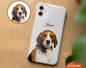 Custom iPhone Case with Pet Photo, Personalized Dog Face Portrait iPhone Case, Custom Pet Illustration Case, Samsung Galaxy Slim Phone Cover
