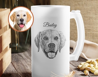 Pet Portrait Custom Beer Glass with Personalized Name, Pint Can Glass Tumbler Heartfelt Keepsake Novelty Cat Dog Memorial Father Day Gift