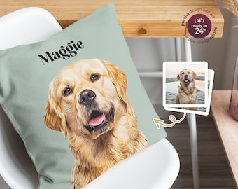 Almohada con RETRATO y NOMBRE DE MASCOTA personalizados, cojín personalizado para perro, cachorro y gato de Navidad, regalo navideño para dueños amantes de las mascotas, decoración del hogar