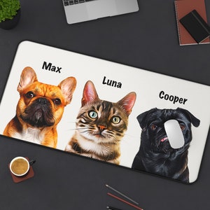 Pet Desk Mat With Custom Portrait Personalized Name Dog Cat Non Slip ...