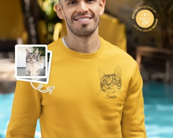 Sudadera personalizada con foto de mascota para Navidad, suéter personalizado con dibujo de perro y gato, jersey acogedor de Navidad, regalo navideño para amantes de las mascotas, regalo único