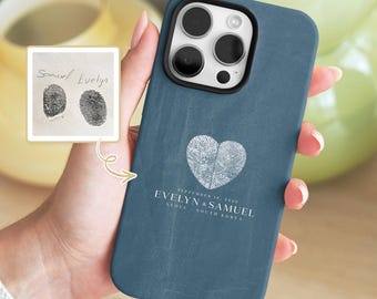 Funda de teléfono personalizada con huella dactilar para esposa o esposo, funda de iPhone personalizada, regalo para pareja, funda de Samsung de aniversario, recuerdo de boda