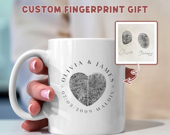 Taza de café personalizada con huella dactilar: regalo de recuerdo para pareja