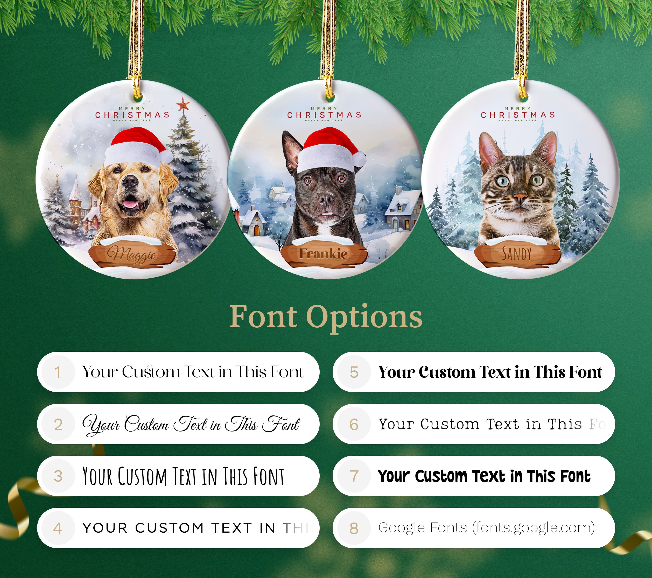 Custom Christmas Ornament From Dog Cat Photo With Personalized Name ...