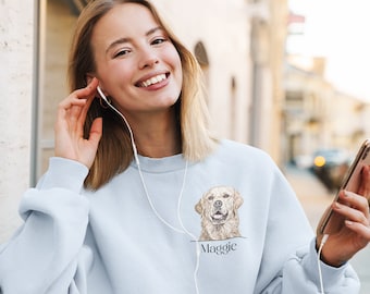 Sudadera personalizada con foto de mascota con nombre personalizado, retrato de gato de perro, suéter unisex cómodo y acogedor, regalo conmemorativo del propietario de la pérdida de mascotas