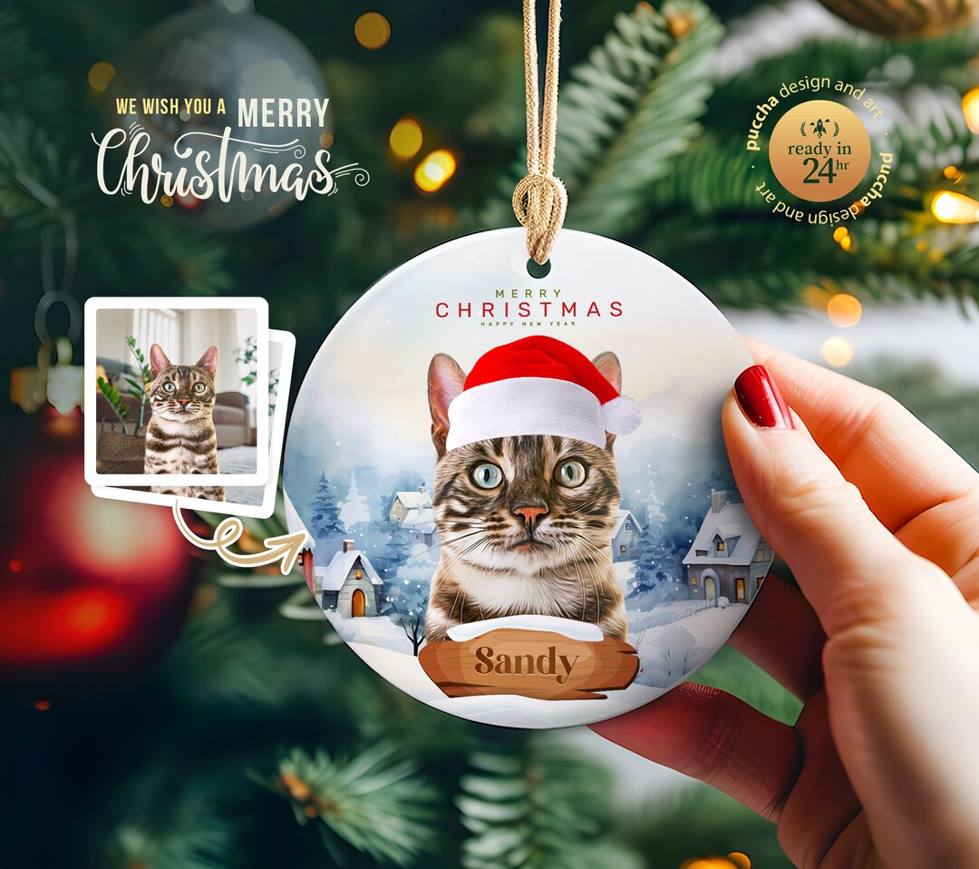 Custom Christmas Ornament From Dog Cat Photo With Personalized Name ...
