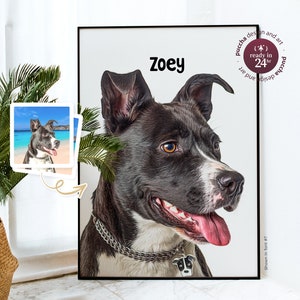 Ritratto di cane dipinto personalizzato con nome personalizzato, gatto coniglio cavallo regalo di compleanno per le vacanze di Natale per amanti degli animali domestici