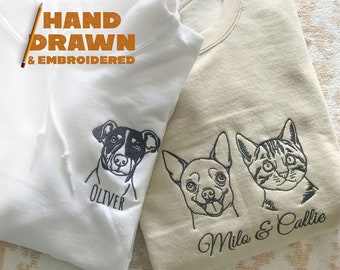 Sudadera BORDADA para mascotas con nombre personalizado, sudadera con capucha personalizada con foto de mascota con bordado unisex, regalo único para amantes de los perros y gatos