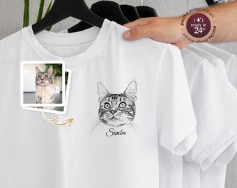Camiseta personalizada con foto de mascota, camiseta personalizada con boceto de nombre de mascota, camiseta de verano cómoda y moderna para dueños de perros, gatos, hámsteres y conejos, regalo para mamá y papá de perros.