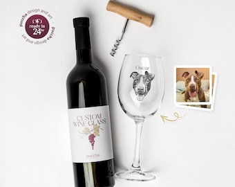Copa de vino personalizada con retrato de mascota, regalo personalizado para amantes y dueños de mascotas