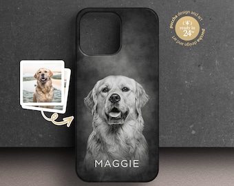 Funda para teléfono con foto personalizada para mascotas, retrato personalizado con nombre de perro y gato, para iPhone, Samsung Galaxy, regalo conmemorativo de condolencias por la pérdida de una mascota.