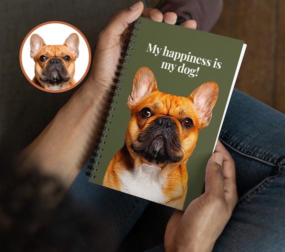 Pet Journal Notebook with Custom Portrait Personalized Name, Dog Cat Spiral School Accessory Gift Idea for Coworker & Mom Dad Pet Owner