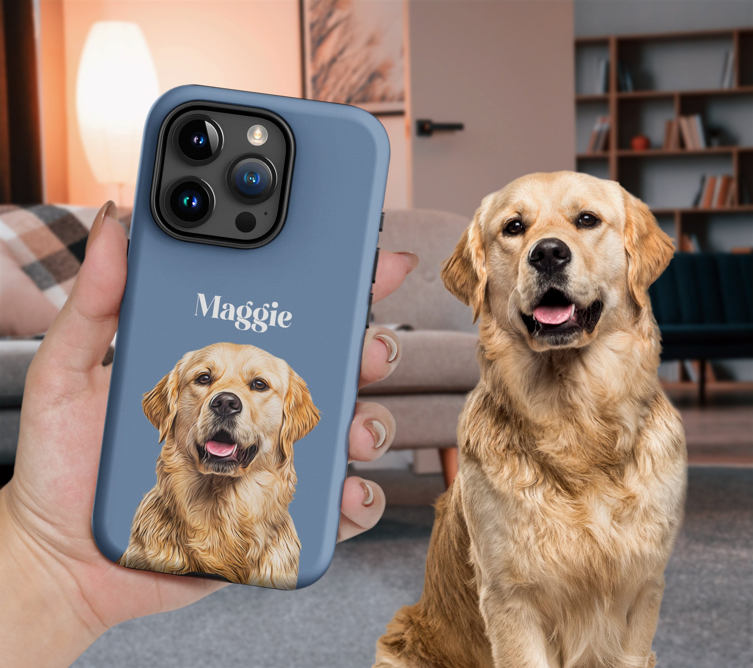 Pet Phone Case with Custom Photo Personalized Dog Cat Name Portrait iPhone Samsung Galaxy Illustration Case Unique Pet Loss Sympathy Gift