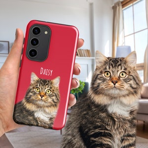 Pet Phone Case with Custom Photo Personalized Dog Cat Name Portrait iPhone Samsung Galaxy Illustration Case Pet Loss Sympathy Gift