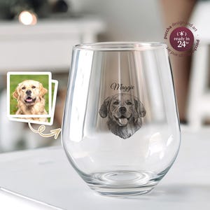 Pet Memorial-wijnglas met aangepast portret en naam, gepersonaliseerde stemloze herinneringsherinnering hond kat