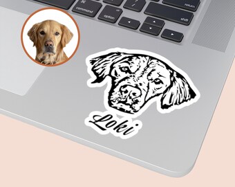 Etiqueta engomada de la mascota de la foto personalizada, etiquetas engomadas del nombre de la mascota de Vynle, en la memoria del perro, regalo del dueño del gato, etiqueta engomada de la pérdida de la cara de la mascota, regalo de simpatía